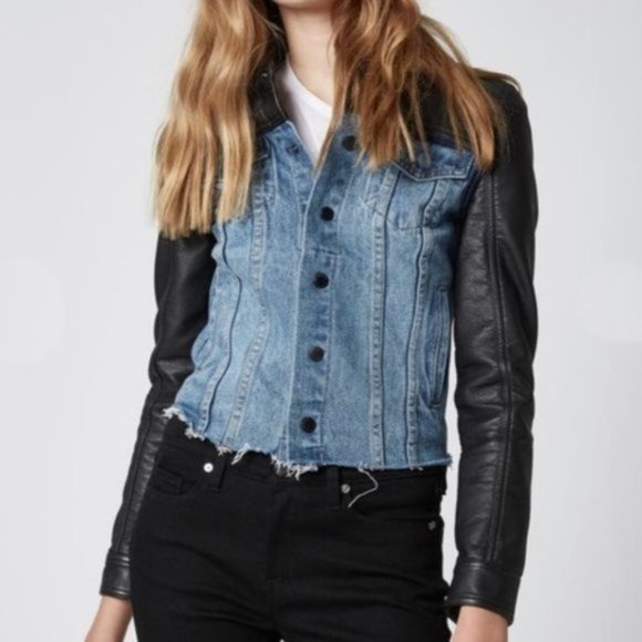 Blank NYC Arachnophobia Vegan Leather & Denim Combo Jacket new w tags - Picture 3 of 7